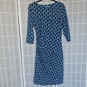 J. McLaughlin Navy and Light Blue Geometric Dress